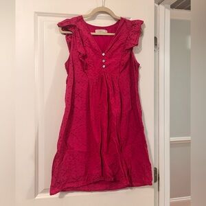 Loft Pink Lace Eyelet Dress Medium Petite